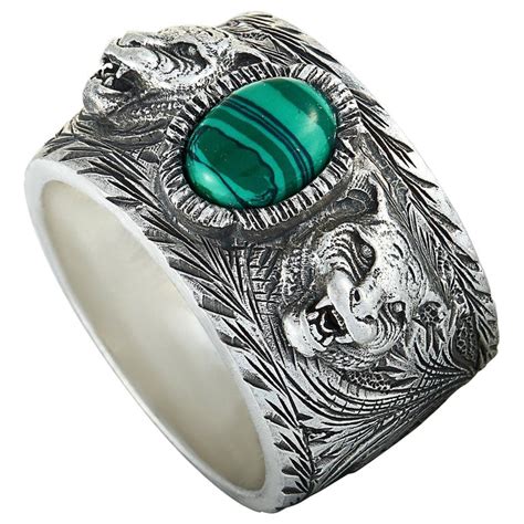 fake gucci feline head ring|Gucci Garden Sterling Silver and Green Resin Feline Head Motifs Ring.